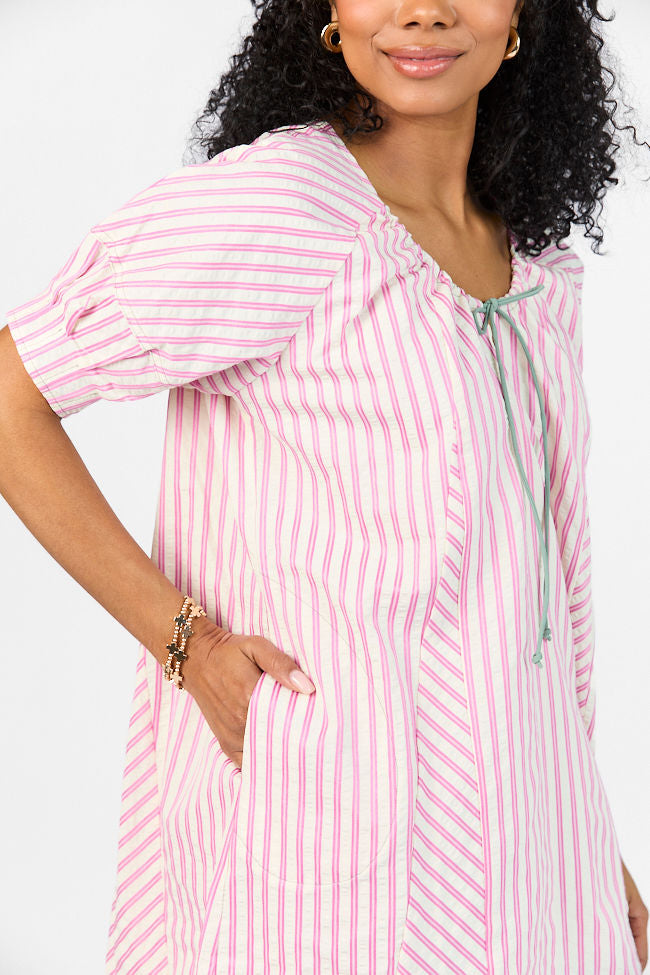 Set Free Pink Striped Panel Mini Dress SALE-Sunny Prom