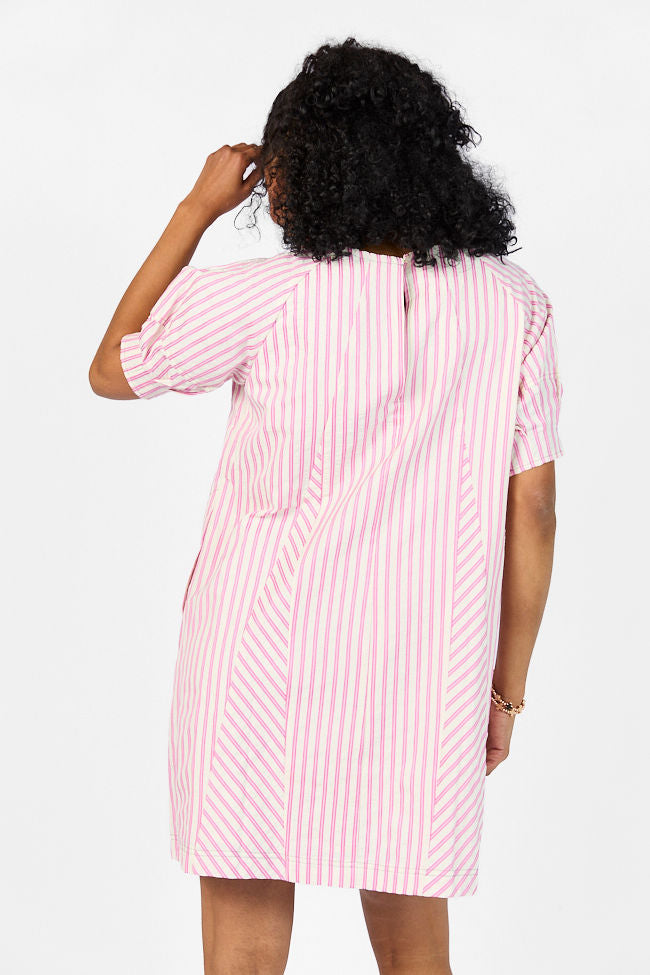 Set Free Pink Striped Panel Mini Dress SALE-Sunny Prom