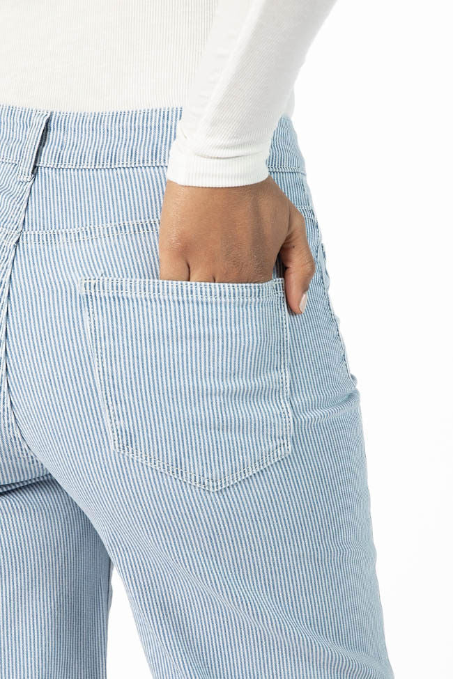 Sutton Striped Wide Leg Patch Pocket Jeans SALE-Sunny Prom
