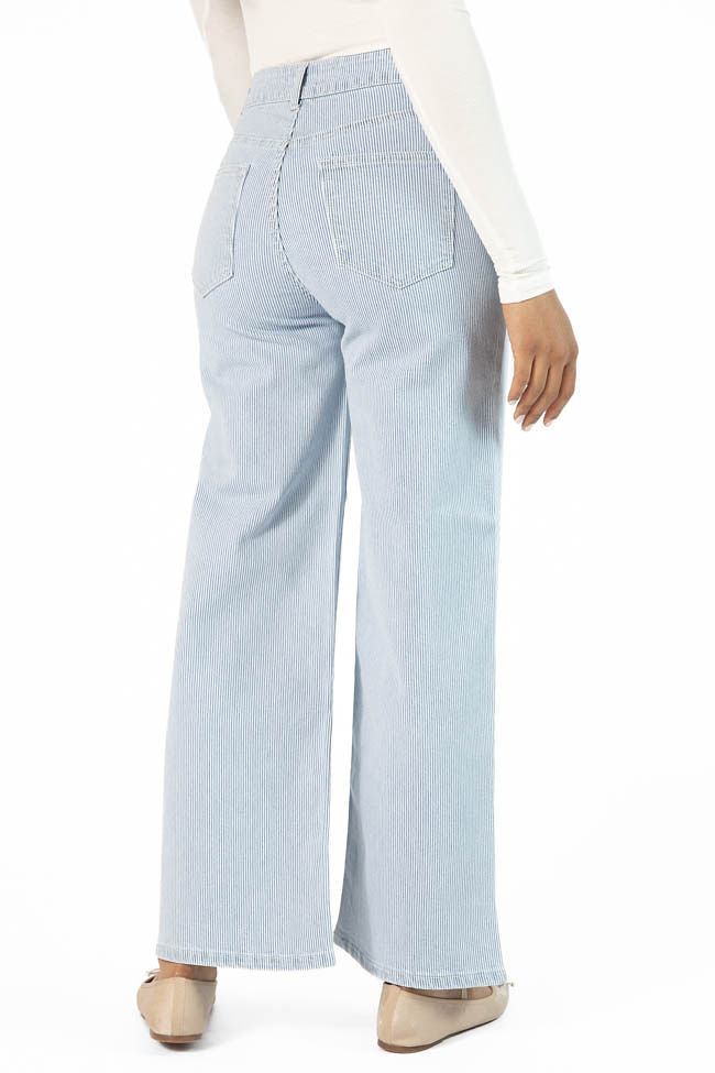 Sutton Striped Wide Leg Patch Pocket Jeans SALE-Sunny Prom