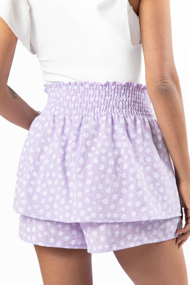 Garden Gathering Purple Belted Floral Skort FINAL SALE-Sunny Prom