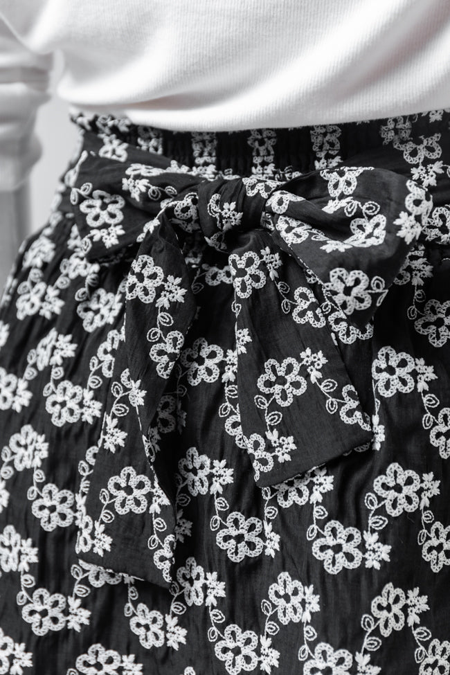 Garden Gathering Black Belted Floral Skort-Sunny Prom