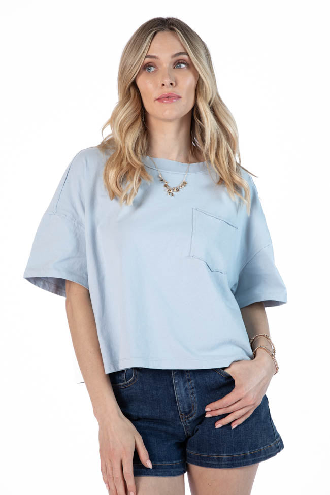 Perfect Staple Blue Soft Knit Pocket Tee FINAL SALE-Sunny Prom