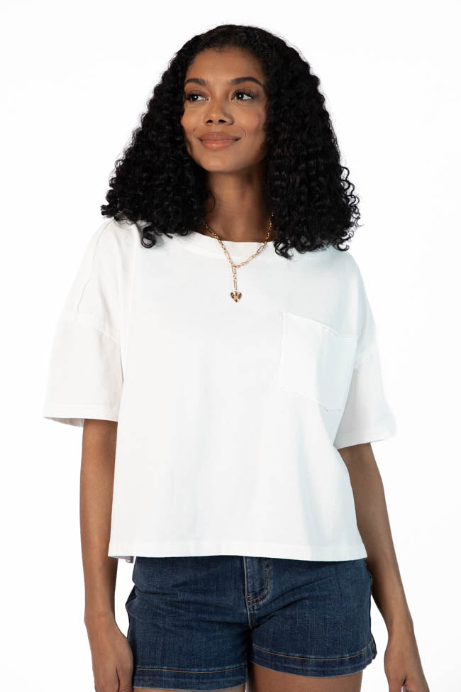 Perfect Staple Ivory Soft Knit Pocket Tee-Sunny Prom
