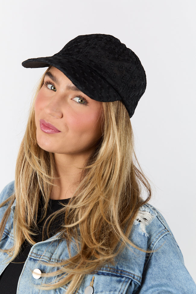 Black Eyelet Hat SALE-Sunny Prom