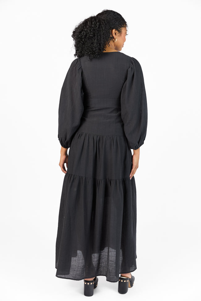 Enchanting Moments Black Button Detail Maxi Dress FINAL SALE-Sunny Prom