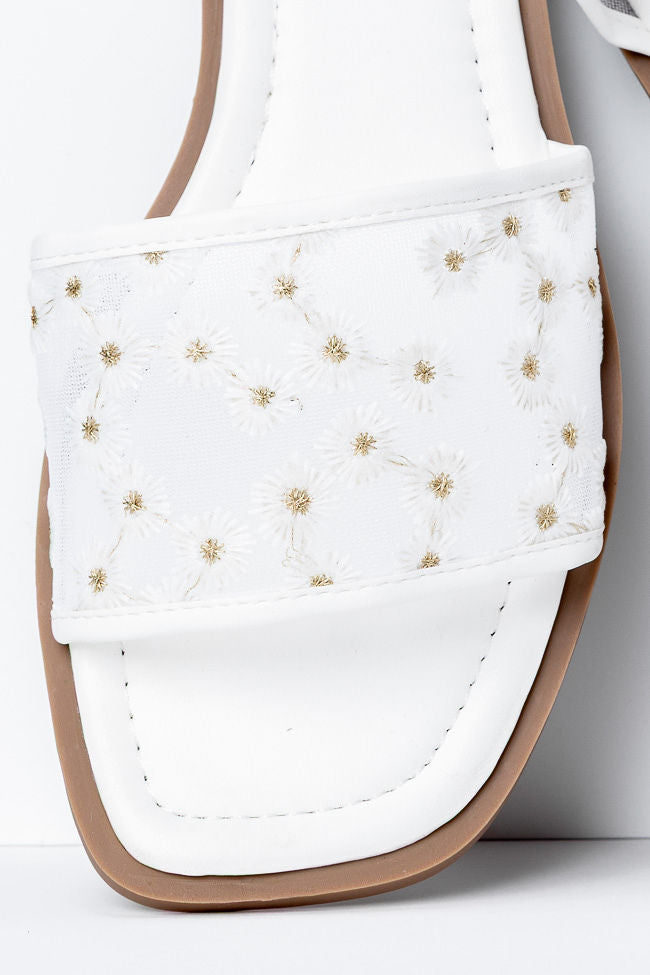 Adeline White Mesh Floral Sandals FINAL SALE-Sunny Prom