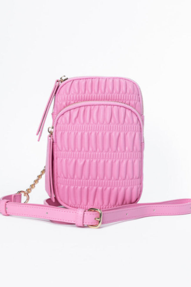 Pink Ruched Crossbody Purse SALE-Sunny Prom
