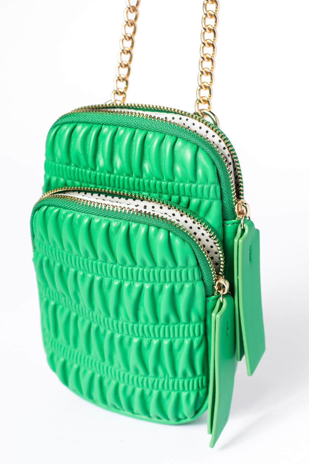 Green Ruched Crossbody Purse SALE-Sunny Prom