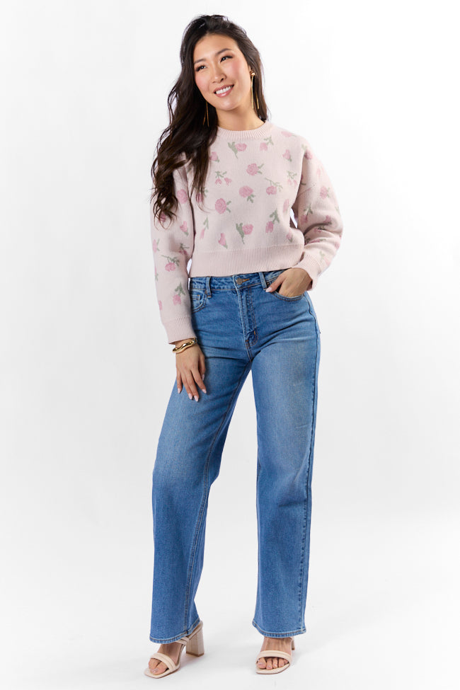Grand Measures Light Pink Floral Sweater FINAL SALE-Sunny Prom