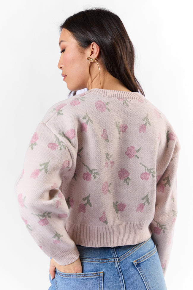 Grand Measures Light Pink Floral Sweater FINAL SALE-Sunny Prom