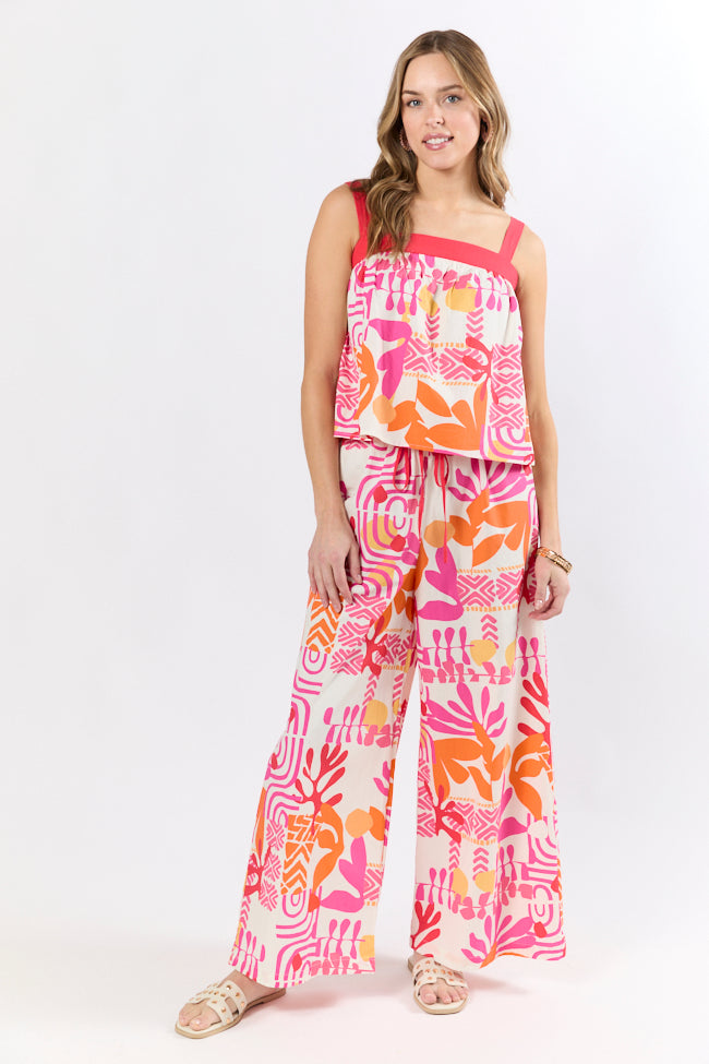 Sailing Away Multi Icon Printed Tank Top and Pant Set FINAL SALE-Sunny Prom