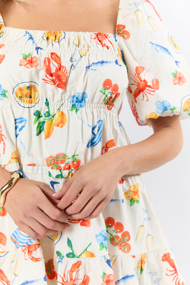 Everything I Love White Multi Icon Print Mini Dress FINAL SALE-Sunny Prom