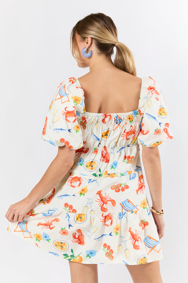 Everything I Love White Multi Icon Print Mini Dress FINAL SALE-Sunny Prom