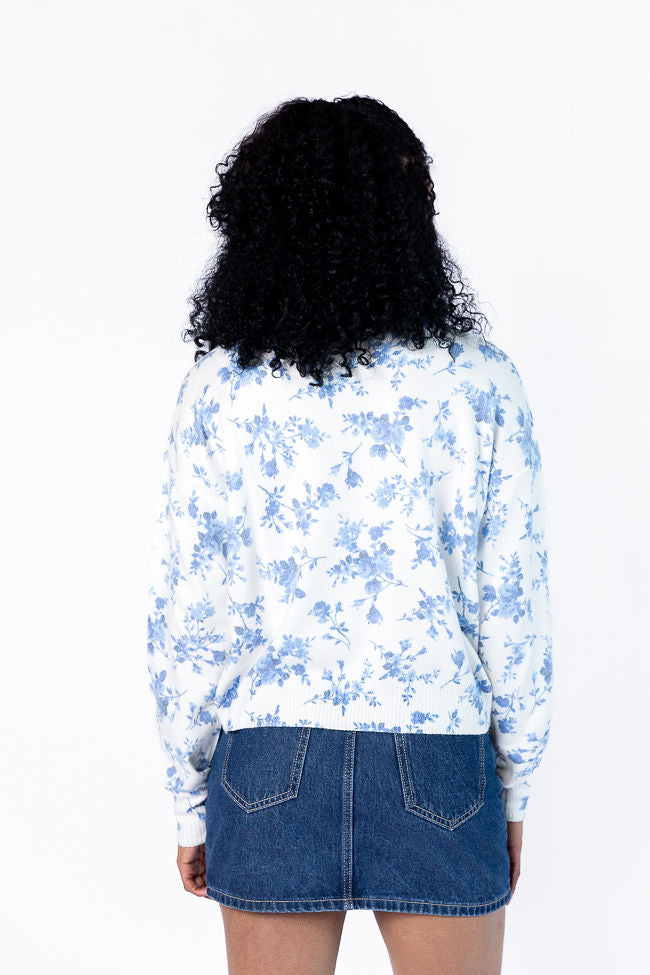 Blooming Love Blue Crew Neck Floral Sweater FINAL SALE-Sunny Prom