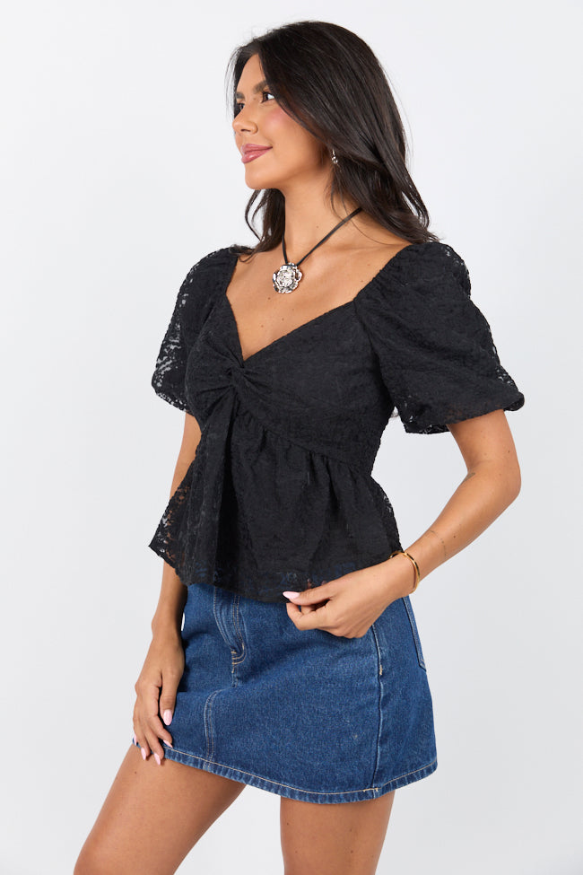 Twist On Things Black Bust Lace Blouse-Sunny Prom