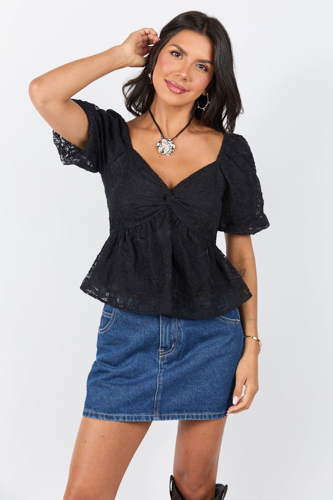 Twist On Things Black Bust Lace Blouse-Sunny Prom