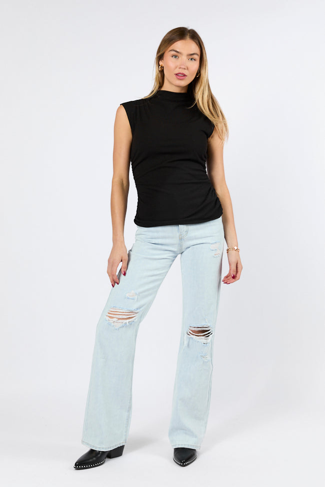 Karter Light Wash Wide Leg Distressed 90's Flare Jeans SALE-Sunny Prom