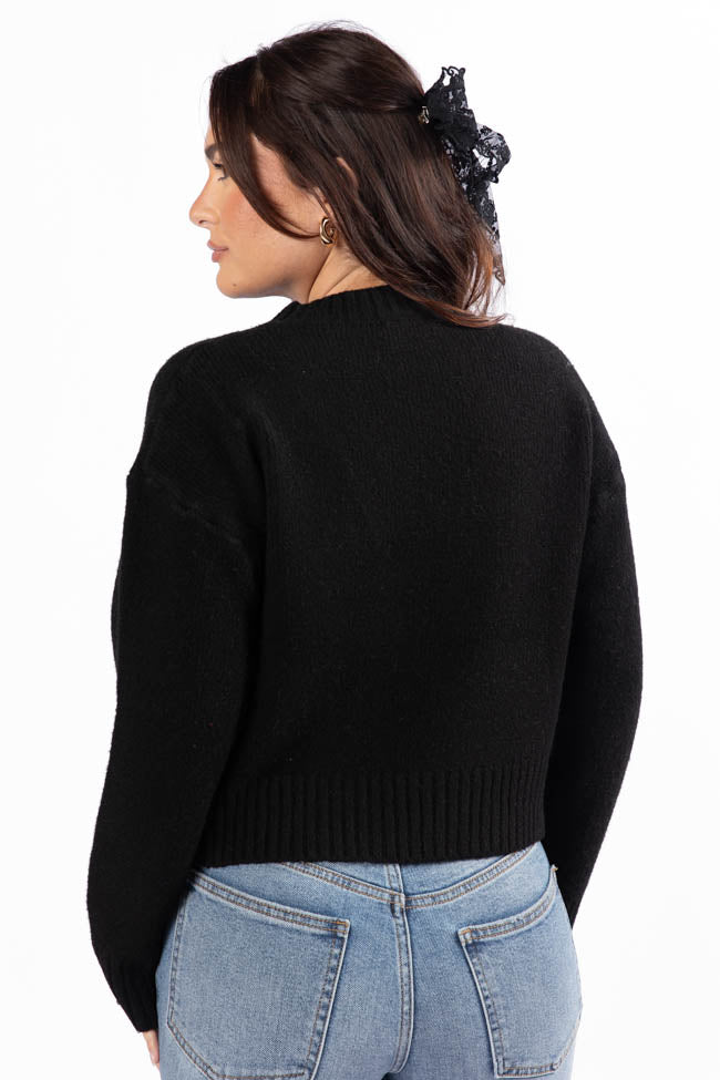 Days Of Dreaming Black Floral Embroidered Crew Neck Sweater FINAL SALE-Sunny Prom