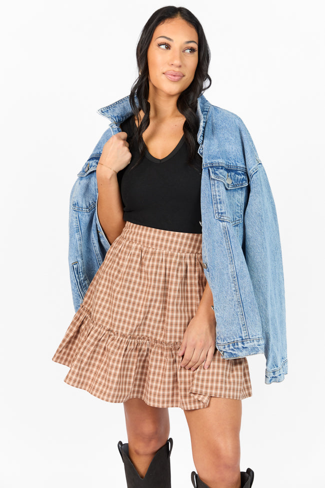 Happy and Plaid Brown Skort SALE-Sunny Prom