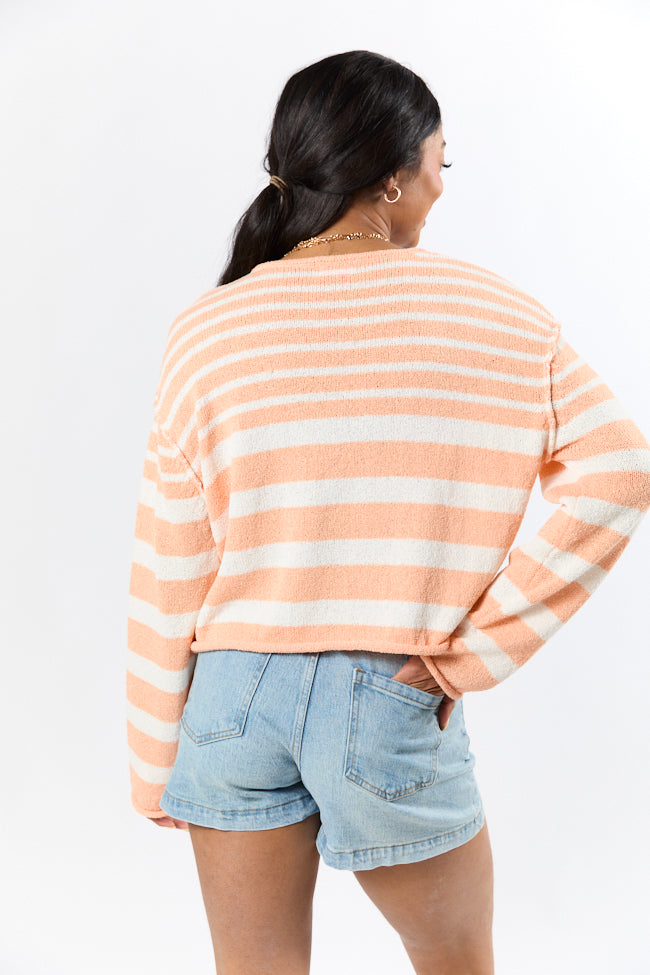 All Decked Out Orange Lightweight Striped Sweater SALE-Sunny Prom
