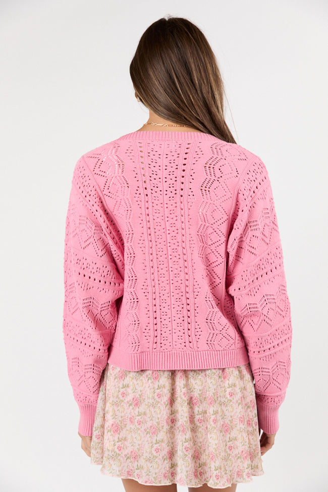 Lasting Impressions Pink Open Knit Cardigan FINAL SALE-Sunny Prom