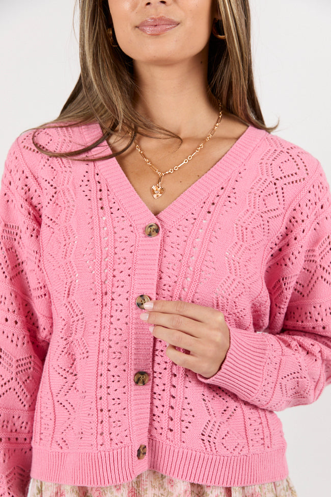 Lasting Impressions Pink Open Knit Cardigan FINAL SALE-Sunny Prom