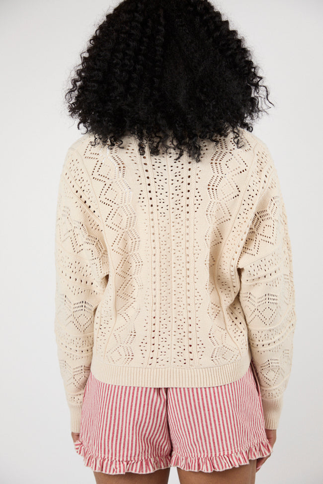 Lasting Impressions Taupe Open Knit Cardigan FINAL SALE-Sunny Prom