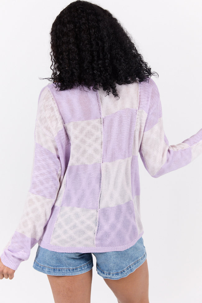 Sunset Key Purple Checkered Sweater FINAL SALE-Sunny Prom