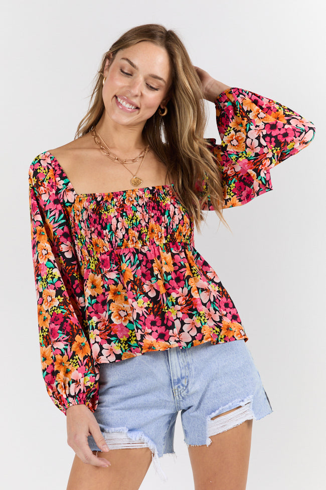 Darling Days Black Floral Top FINAL SALE-Sunny Prom