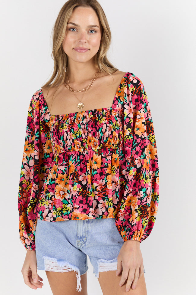 Darling Days Black Floral Top FINAL SALE-Sunny Prom