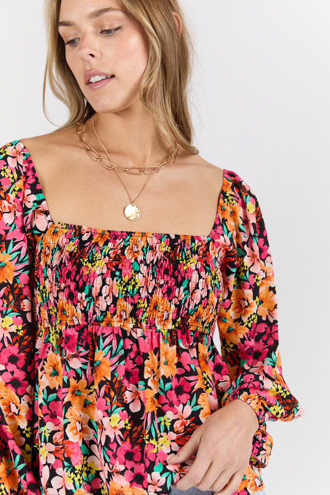 Darling Days Black Floral Top FINAL SALE-Sunny Prom