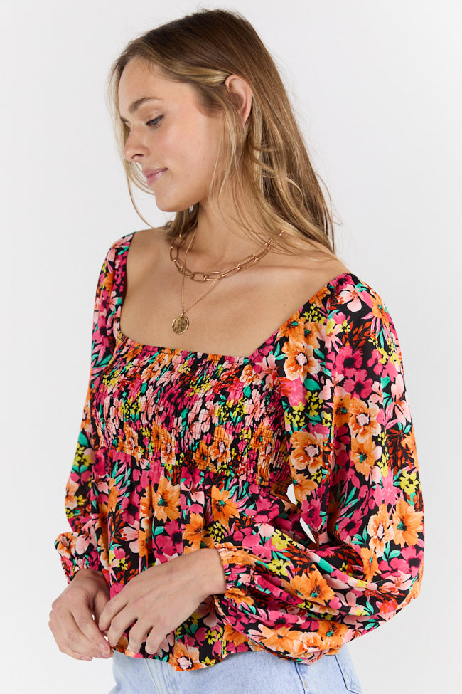 Darling Days Black Floral Top FINAL SALE-Sunny Prom