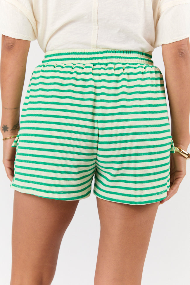 I Belong Green Striped Ribbed Knit Shorts-Sunny Prom