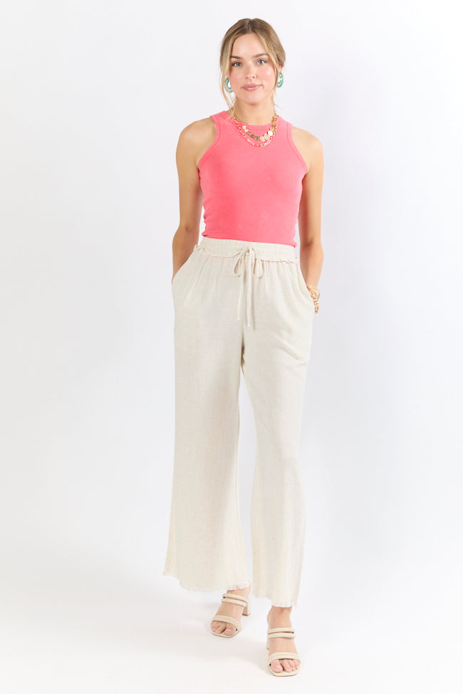 Full Sail Beige Linen Blend Pull On Pants FINAL SALE-Sunny Prom
