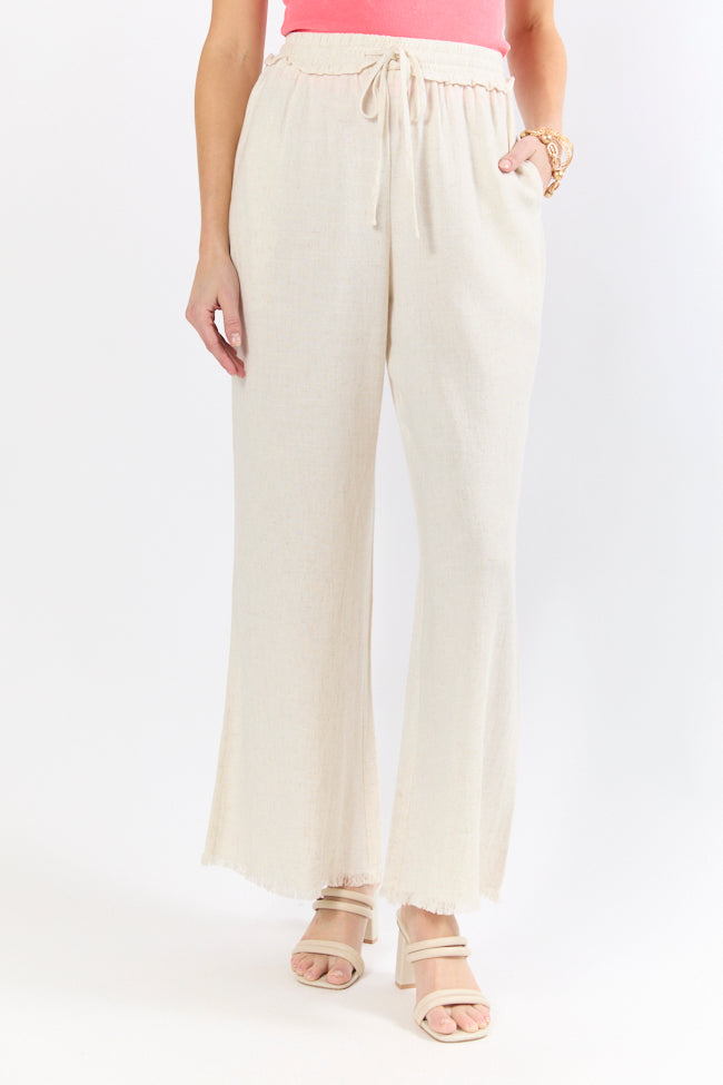 Full Sail Beige Linen Blend Pull On Pants FINAL SALE-Sunny Prom