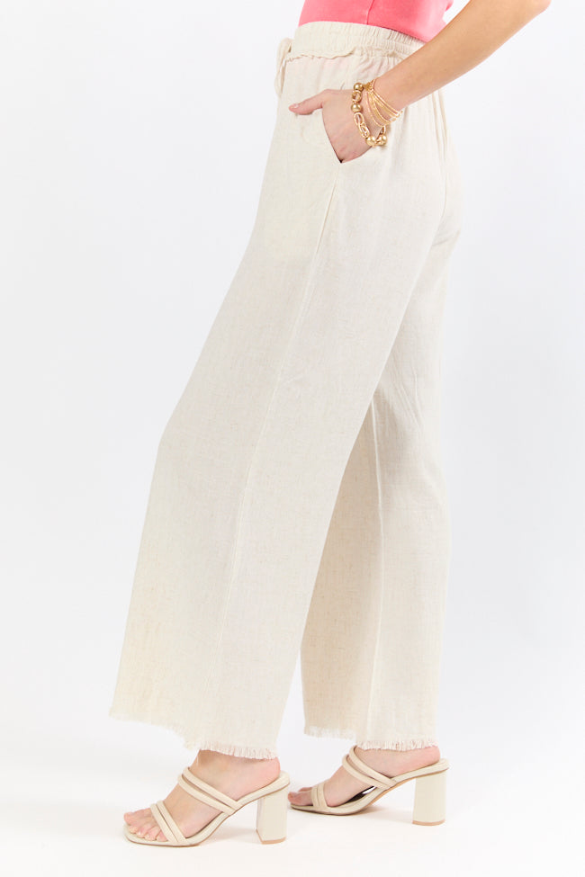 Full Sail Beige Linen Blend Pull On Pants FINAL SALE-Sunny Prom