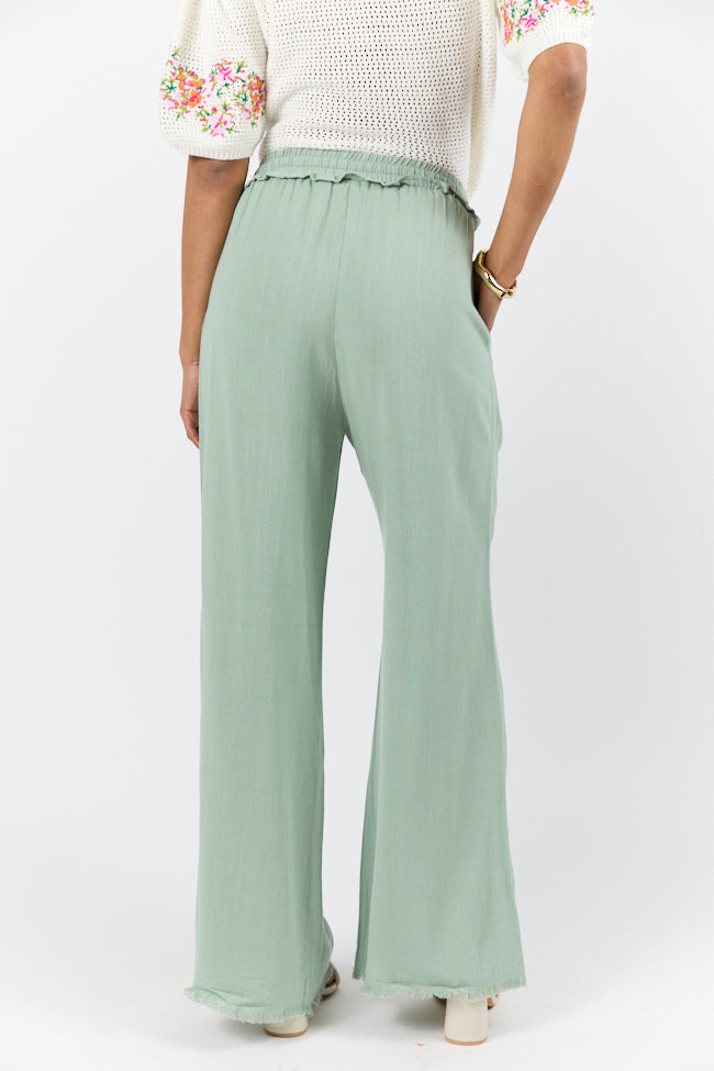 Full Sail Olive Linen Blend Pull On Pants FINAL SALE-Sunny Prom