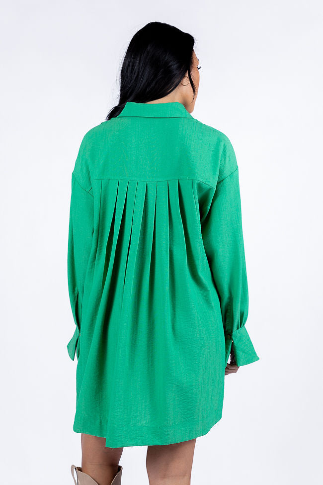 Write This Down Green Button Up Shirt Dress FINAL SALE-Sunny Prom