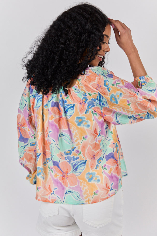 Come Along Purple Floral Woven Pop Over Blouse FINAL SALE-Sunny Prom