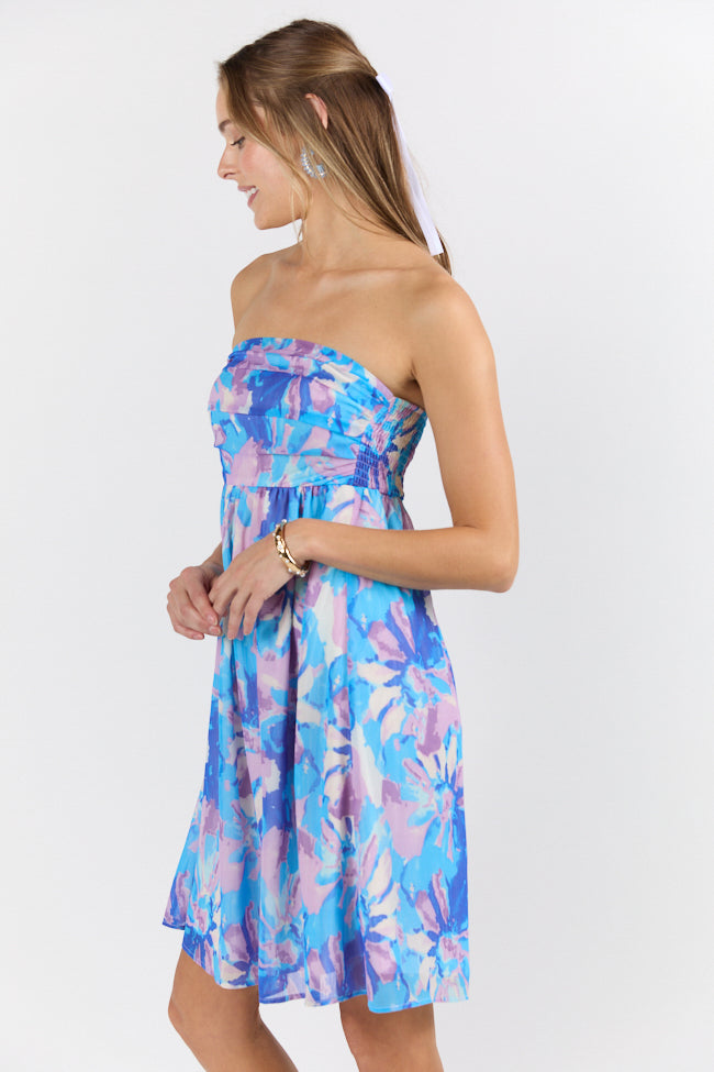 At The Oasis Multi Strapless Printed Mini Dress SALE-Sunny Prom