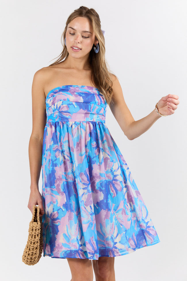 At The Oasis Multi Strapless Printed Mini Dress SALE-Sunny Prom