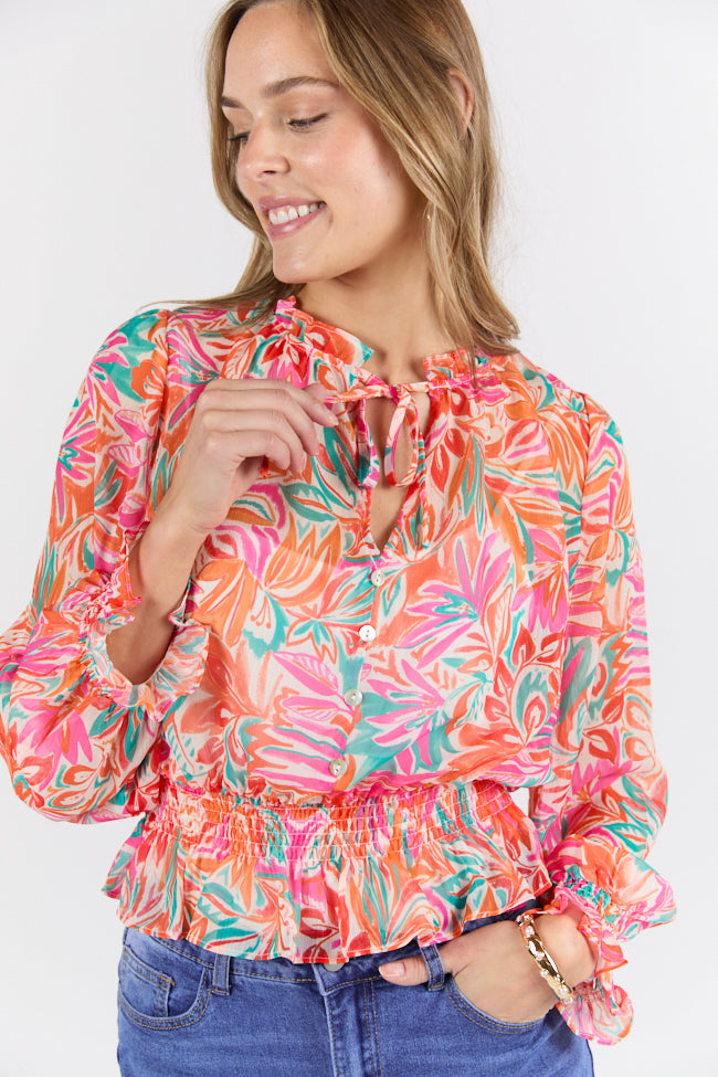 Take Me To The Tropics Multi Print Blouse With Cami Lining FINAL SALE-Sunny Prom
