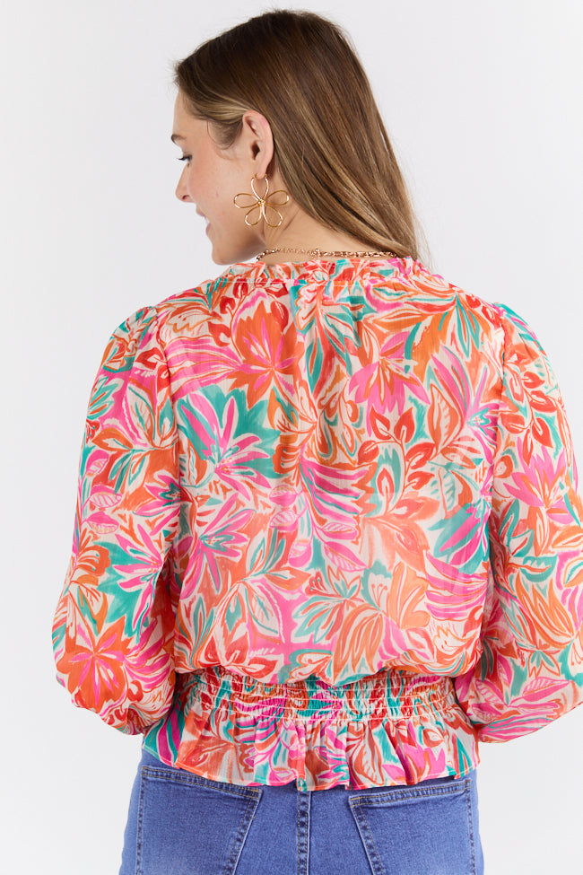 Take Me To The Tropics Multi Print Blouse With Cami Lining FINAL SALE-Sunny Prom
