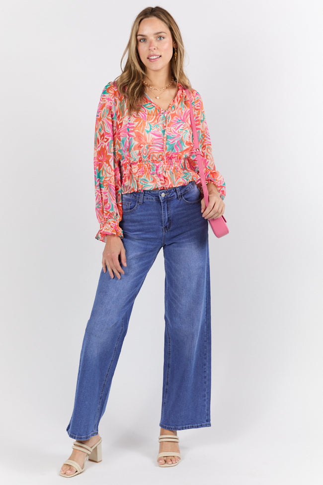 Take Me To The Tropics Multi Print Blouse With Cami Lining FINAL SALE-Sunny Prom