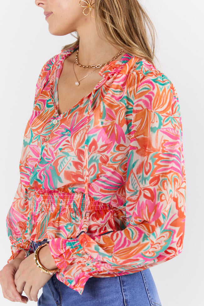 Take Me To The Tropics Multi Print Blouse With Cami Lining FINAL SALE-Sunny Prom