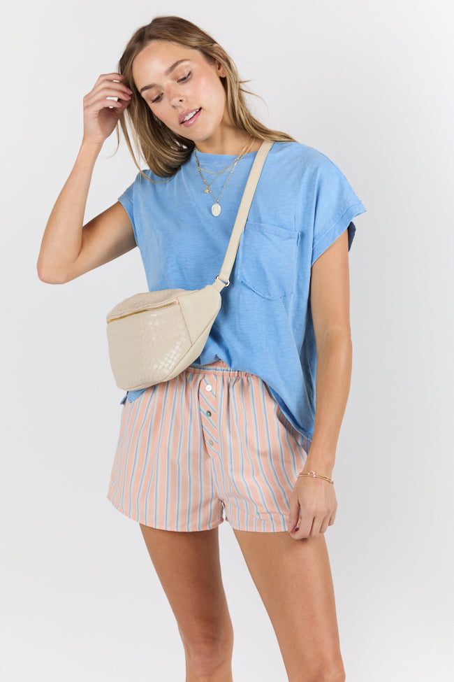 All Washed Up Blue Knit Pocket Tee-Sunny Prom