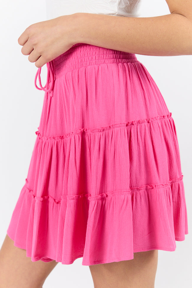 Through The Garden Pink Longer Length Solid Mini Skort FINAL SALE-Sunny Prom