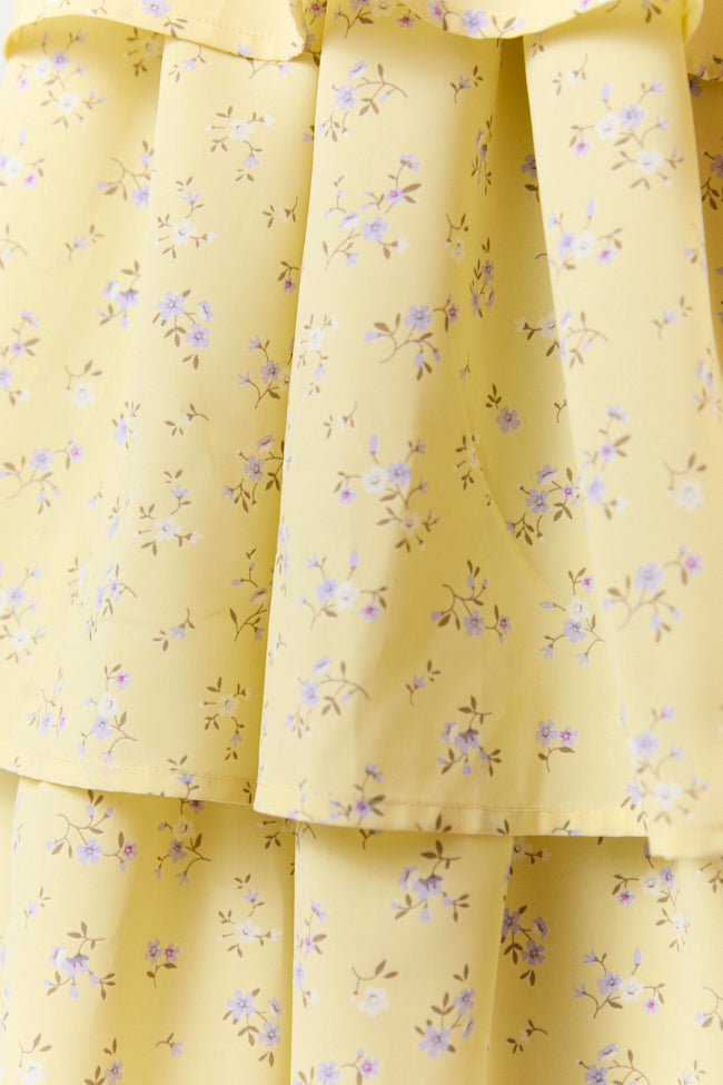 Meet Me Halfway Yellow Tiered Floral Maxi Skirt FINAL SALE-Sunny Prom