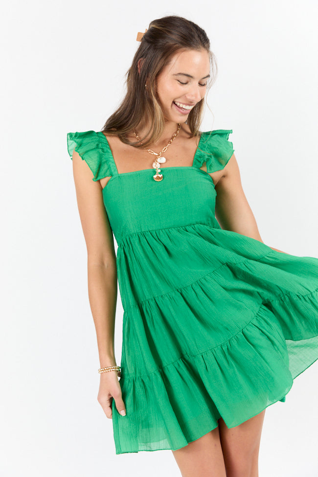 It's My Day Green Smocked Top Mini Dress-Sunny Prom